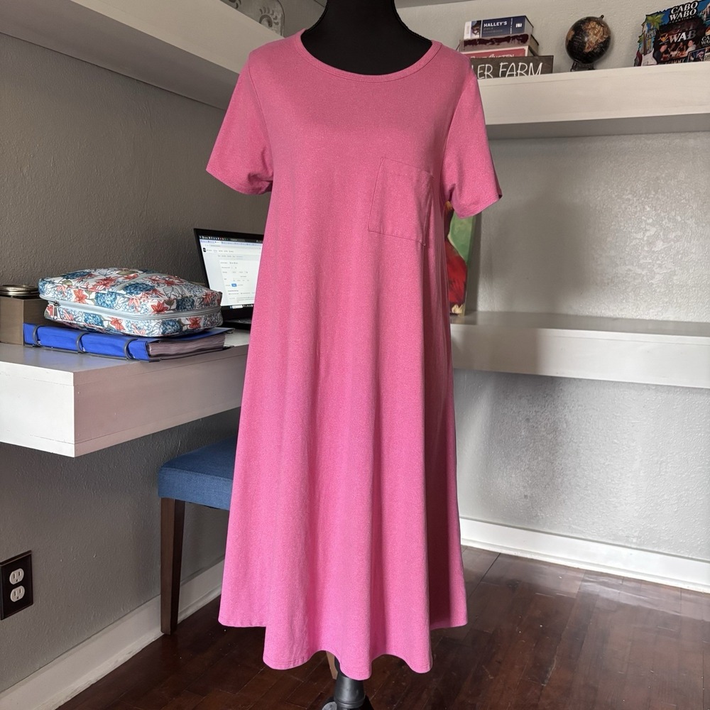 LuLaRoe Hi Lo Carly Tshirt Dress  Womens Small Magenta Butter Soft Casual Resort